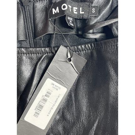 NEW Motel Black Faux Vegan Leather Mid Rise Zip Up Mini Bodycon Pencil Skirt S