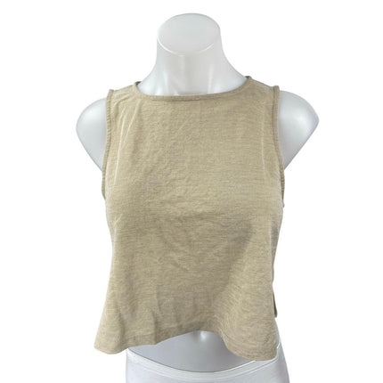 MNG Mango Beige Tan Khaki Sleeveless High Neck Cami Cropped Tank Top Size S