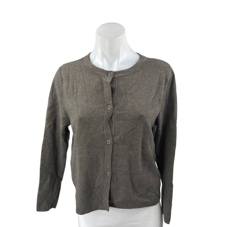 Zara Women's Gray Long Sleeve Knit Button Down Cardigan Sweater Top Size M
