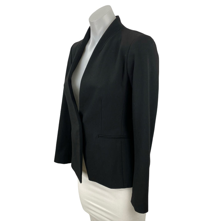Ann Taylor Women's Black Collarless Long Sleeve Cutaway Blazer Coat Jacket 00P