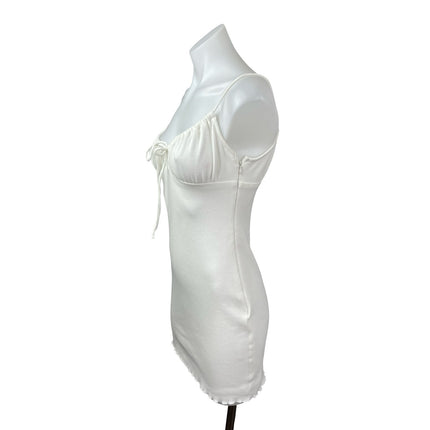 Princess Polly White Sleeveless Bustier Cami Lettuce Mini Bodycon Dress Size 6