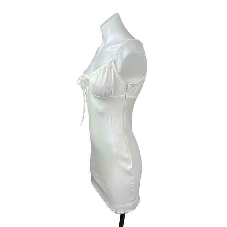 Princess Polly White Sleeveless Bustier Cami Lettuce Mini Bodycon Dress Size 6