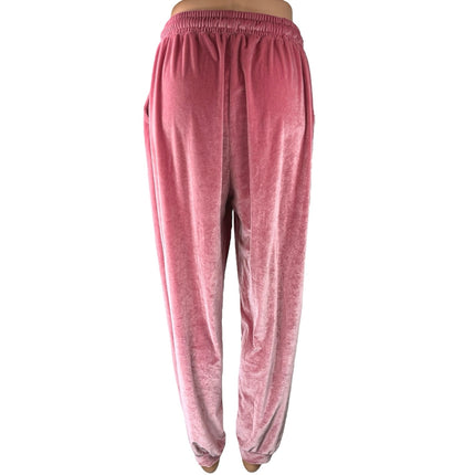 Coolrun Women's Pink Ombre Velour Velvet High Waisted Lounge Sweat Pants Size L