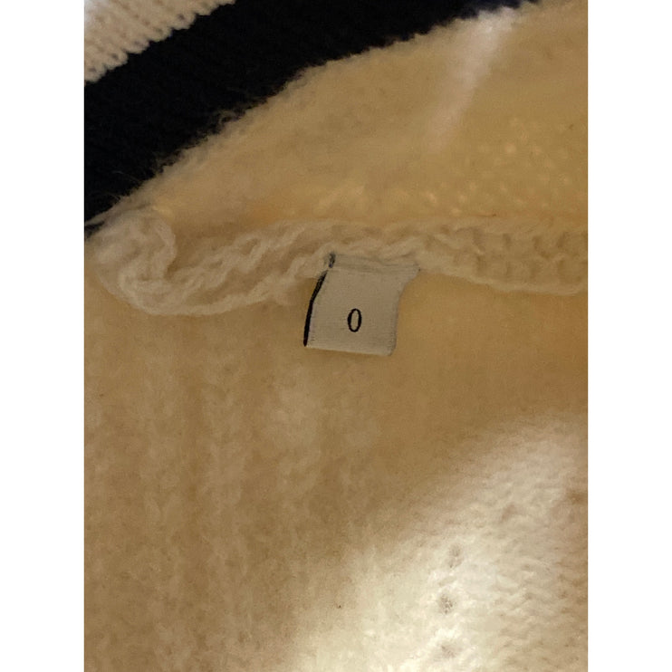 Sandro Womens Cream Black Cable Knit Wool Gold Chain Cardigan Sweater Top Size 0