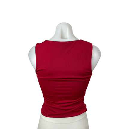 Princess Polly Women's Red Square Neck Sleeveless Slim Fit Crop Tank Top Size 6