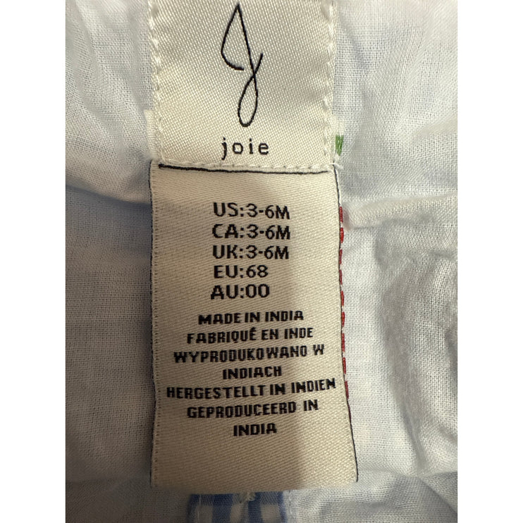 Joie Infant Baby Blue Gingham Checkered Embroidered Matching Dress Set Size 3-6M