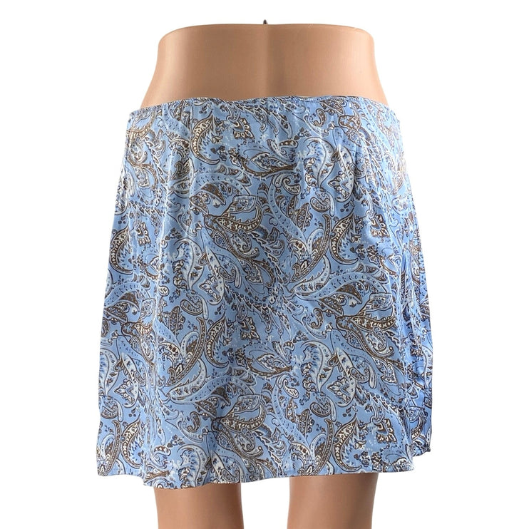 Hollister Women's Blue Multicolor Paisley Print Side Zip Mini A-Line Skirt Sz M
