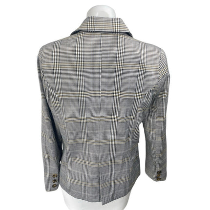 Aqua Women's Gray Plaid Houndstooth Long Sleeve Peak Lapel Blazer Jacket Sz S