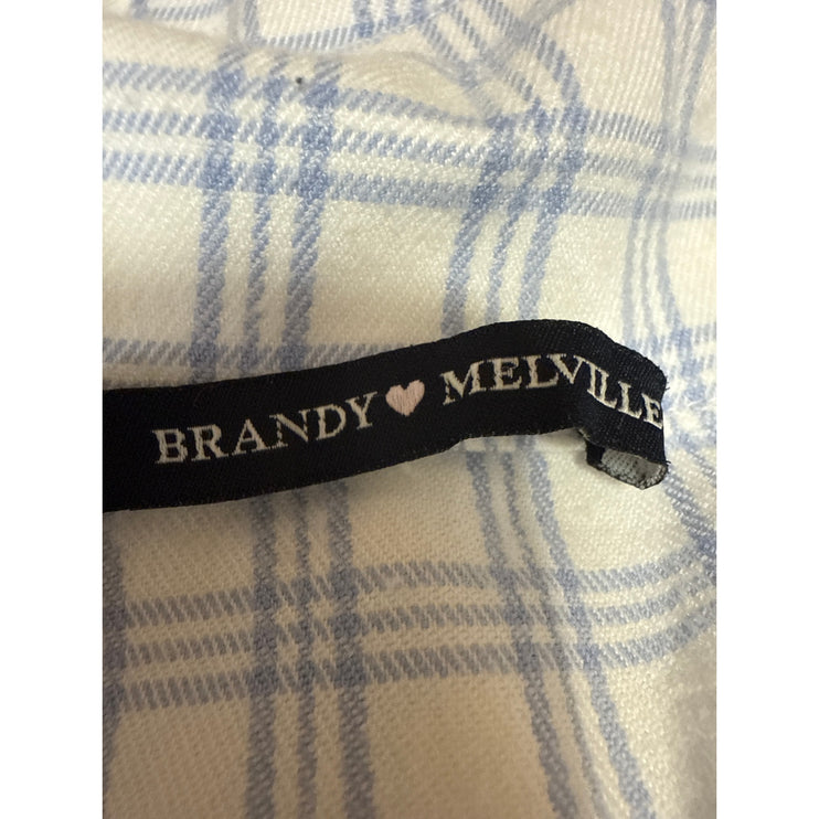Brandy Melville Women's Blue White Plaid Short Sleeve Shirt Crop Top Size S