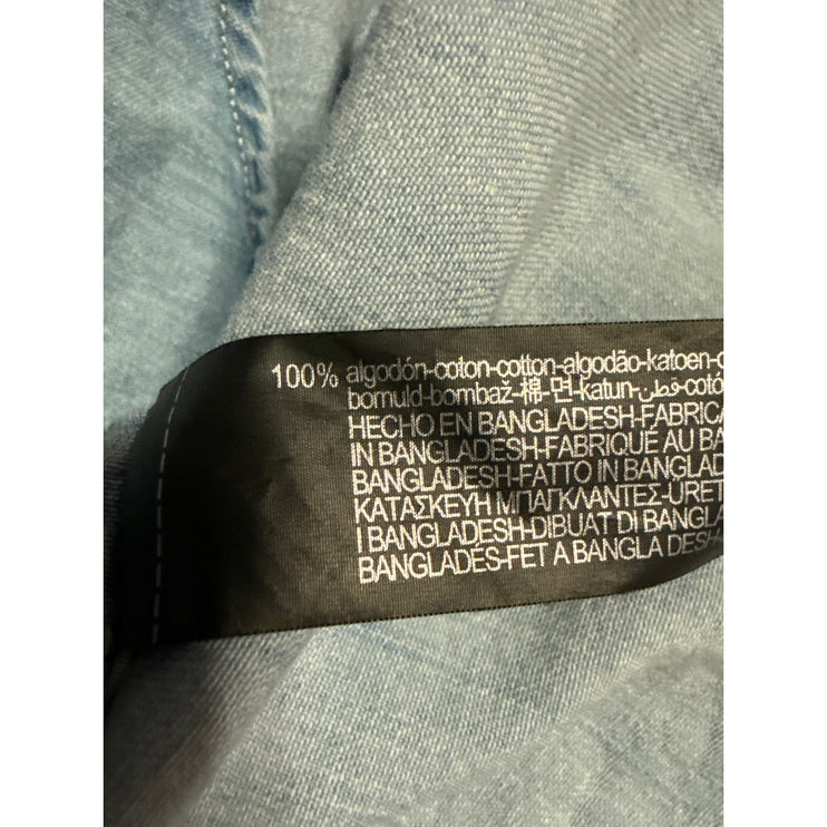 Zara Blue Chambray Denim Button Down Long Sleeve Pockets Shirt Jean Jacket Sz XL