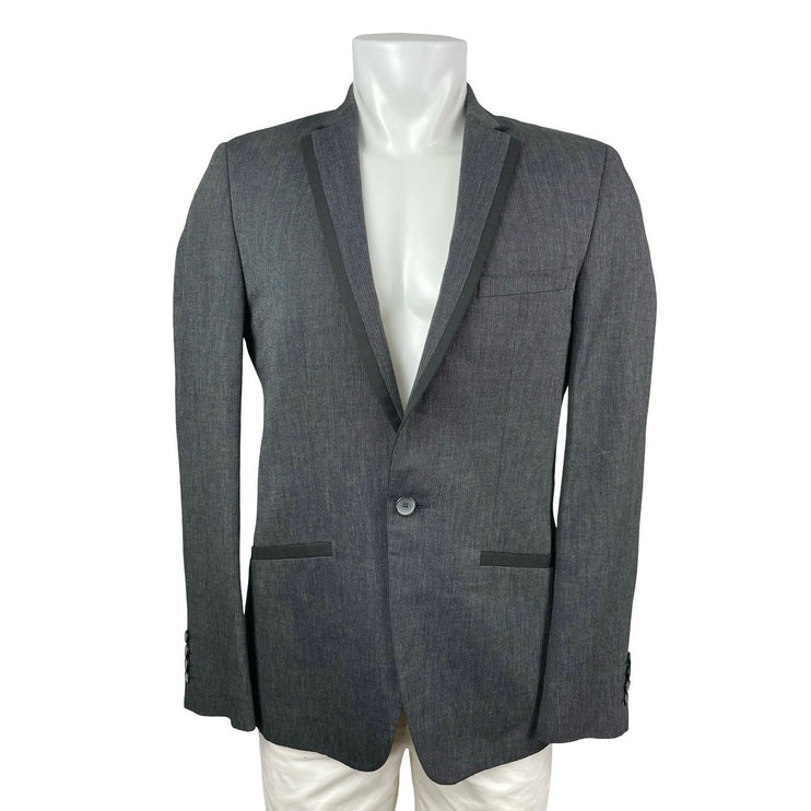 Zara Men Dark Gray Wool Notch Lapel Long Sleeve Blazer Sport Coat Suit Jacket 40