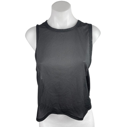 Alala Black Mesh Sheer Sleeveless Tie Back Muscle Tee Athletic Tank Top Size M