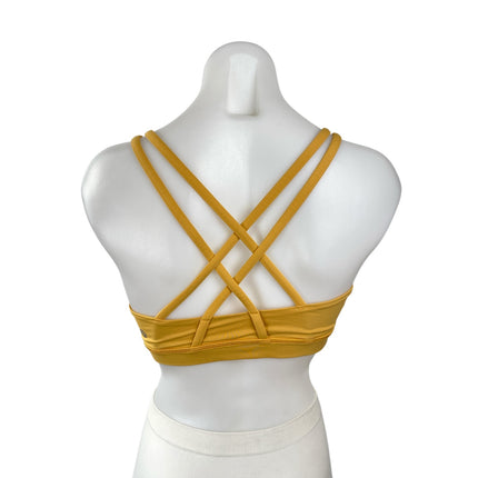 Lululemon Women's Yellow Strappy Cross Yoga Athletic Sports Bra Crop Top Size 6