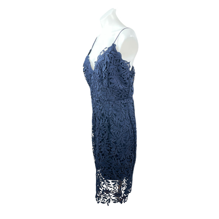 NEW Quiz Women's Blue Floral Lace Sleeveless V Neck Cami Midi Sheath Dress 12