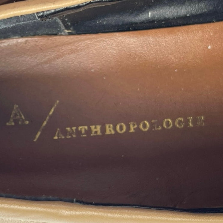 Anthropologie Women's Brown Lug Sole Gold Chain Chunky Platform Loafers Shoes 6