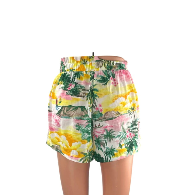 BB Dakota X Steve Madden Aloha Women's Tropical Print Flare Paperbag Shorts XS