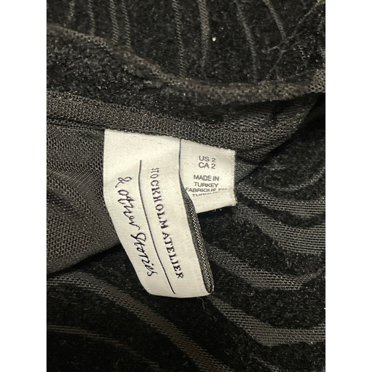 & Other Stories Black Long Sleeve Marble Crew Neck A Line Mini Dress Size 2