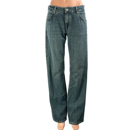 Zara Women's Gray Blue Mid Rise Relaxed Fit Straight Leg Denim Jeans Pants Sz 4
