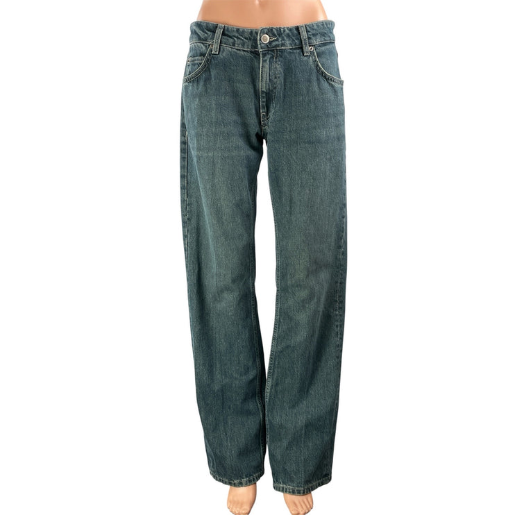 Zara Women's Gray Blue Mid Rise Relaxed Fit Straight Leg Denim Jeans Pants Sz 4