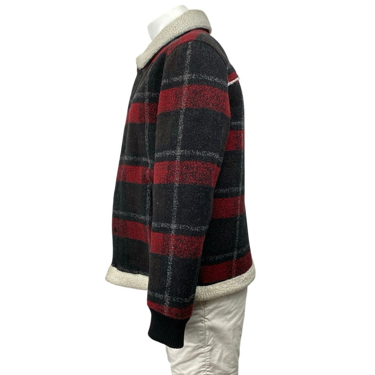 Calvin Klein Jeans Men's Plaid Fleece-Lined Snap Long Sleeve Chore Jacket Size M