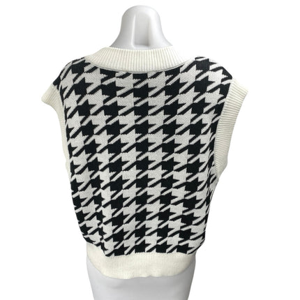 Endless Rose Black White Houndstooth Sleeveless V-neck Sweater Vest Tank Top M