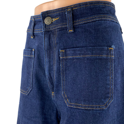 Zara Women's Blue Dark Wash High Waisted Wide Leg Palazzo Denim Jeans Size 10