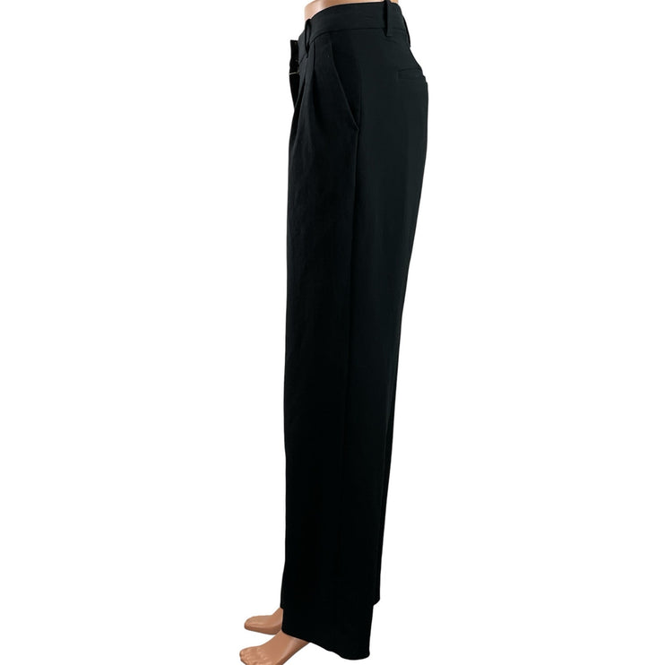 Aritzia Wilfred The Effortless Black Pleated Wide Leg Trosuers Dress Pants Sz 2