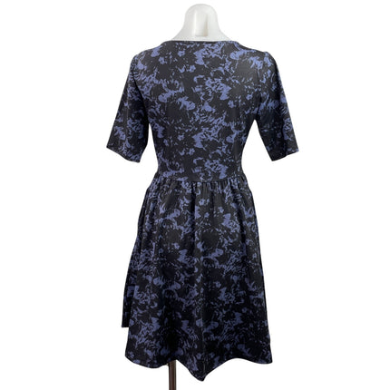 Trixie + Lulu Blue Printed Short Sleeve Round Neck Fit & Flare Mini Dress Size M