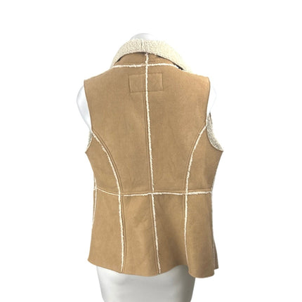 Xhilaration Faux Suede Sherpa Open Front Waterfall Sweater Vest Coat Jacket M