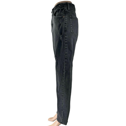 Abercrombie & Fitch The Dad High Rise Women's Black Distressed Denim Jeans Sz 27