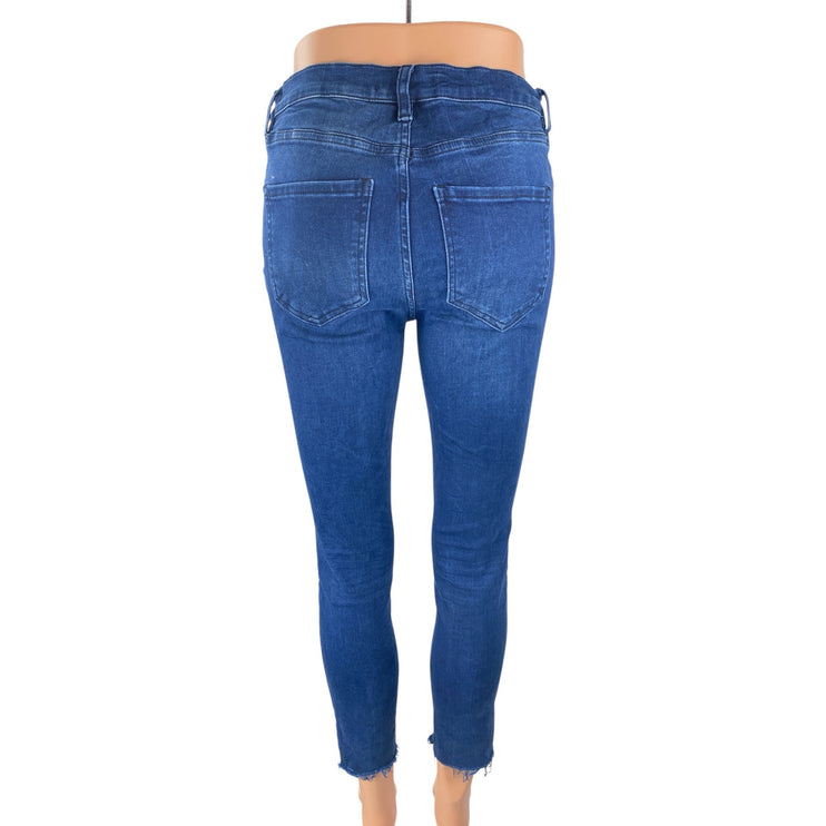 Free People Reagan Destroyed Distressed High Rise Skinny Denim Jeans Pants Sz 28