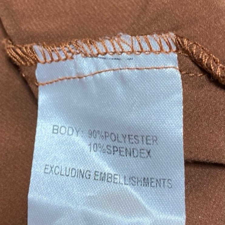 Princess Polly Jones Brown Silk Satin Ruched Slim Side Zip Maxi A-Line Skirt 2
