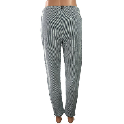 Todd Snyder Women's Blue Striped Zip Hem High Rise Tapered Trousers Pants XS