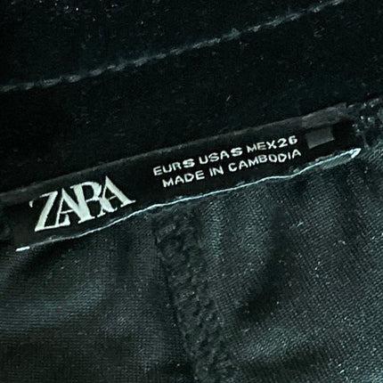 Zara Women's Black Velvet Velour High Waisted Palazzo Wide Leg Trousers Pants S