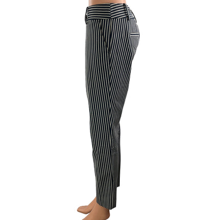 Ann Taylor Women's Navy Blue Striped High Rise Straight Trousers Pants Size 2P