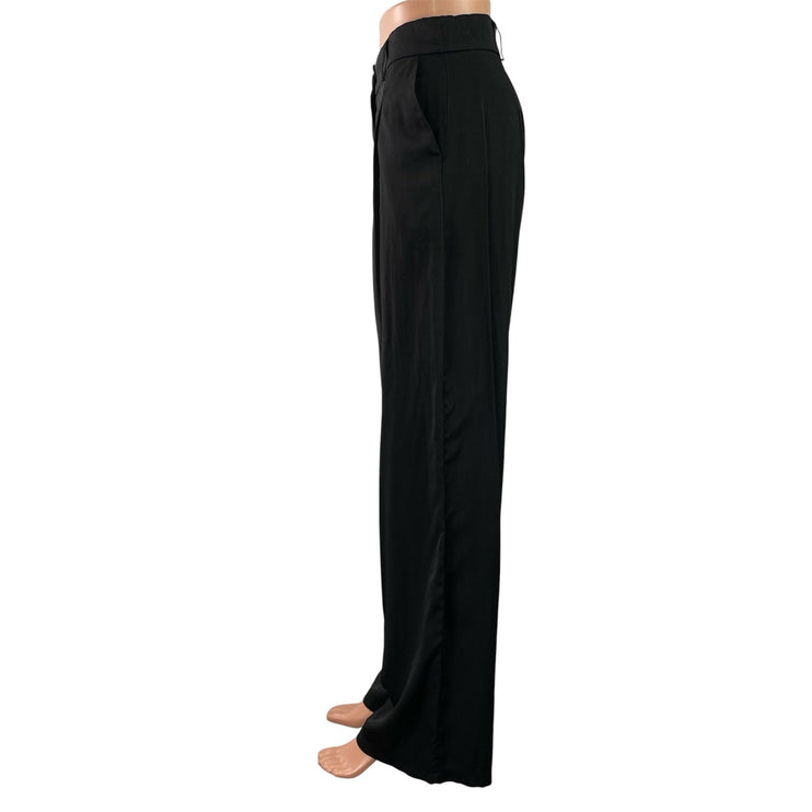 Princess Polly Black High Waist Pleated Straight Tailored Trouser Dress Pants 6