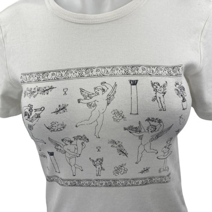 NEW Pacsun Women's White Black Short Sleeve Angels Greek T Shirt Tee Top Size S