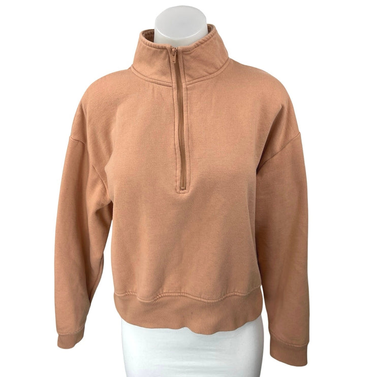 A New Day Women's Orange Fleece 1/4 Zip Turtleneck Pullover Sweater Top Size L