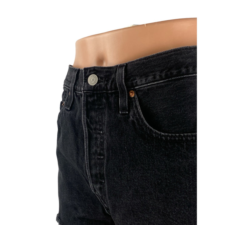 Levi's 501 Women's Black High Waisted Cutoff Frayed Denim Jean Shorts Size 28