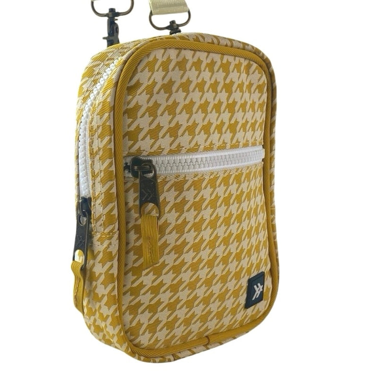Thread Yellow White Houndstooth Crossbody Sling Bag Wallet Pouch Handbag OS