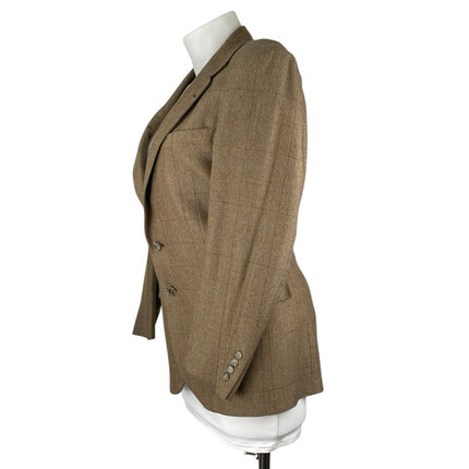 The Kensington Collection Brown Tan Plaid Long Sleeve Blazer Coat Jacket Size M