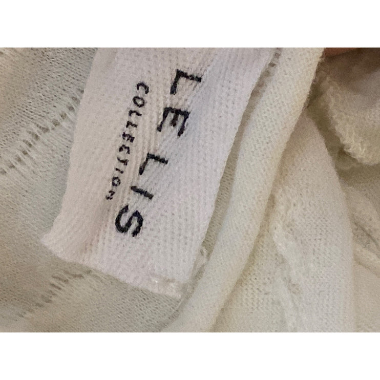 Le lis Women's White Textured Mock Neck Long Sleeve Blouse Crop Top Size S