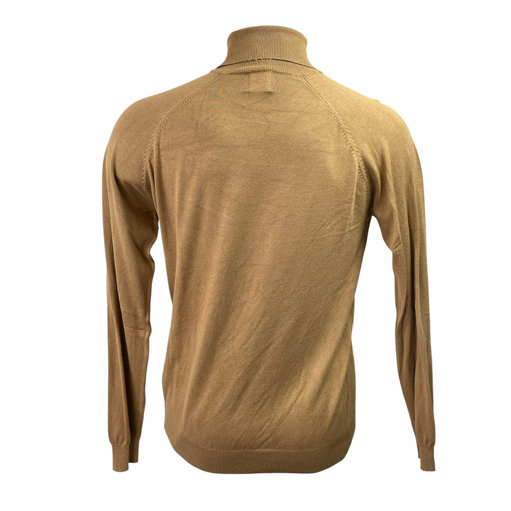 Zara Men's Tan Turtleneck Knit Long Sleeve Stretch Pullover Sweater Top Size M