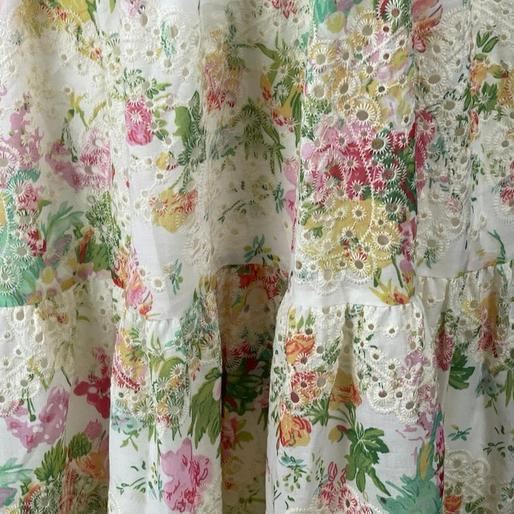 NEW GeeGee Floral Embroidery Eyelet Sleeveless Midi Tank Flare A-Line Dress 2XL
