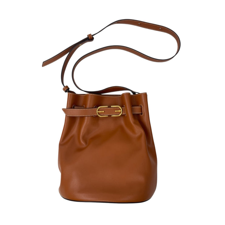 NWOT Sam Edelman Brown Leather Belted Crossbody Adjustable Bucket Bag Handbag