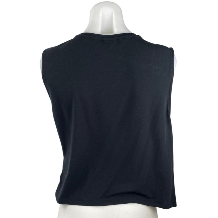 Aritzia Babaton Womens Black Sleeveless Draped Ruched Crop Blouse Tank Top Sz XL