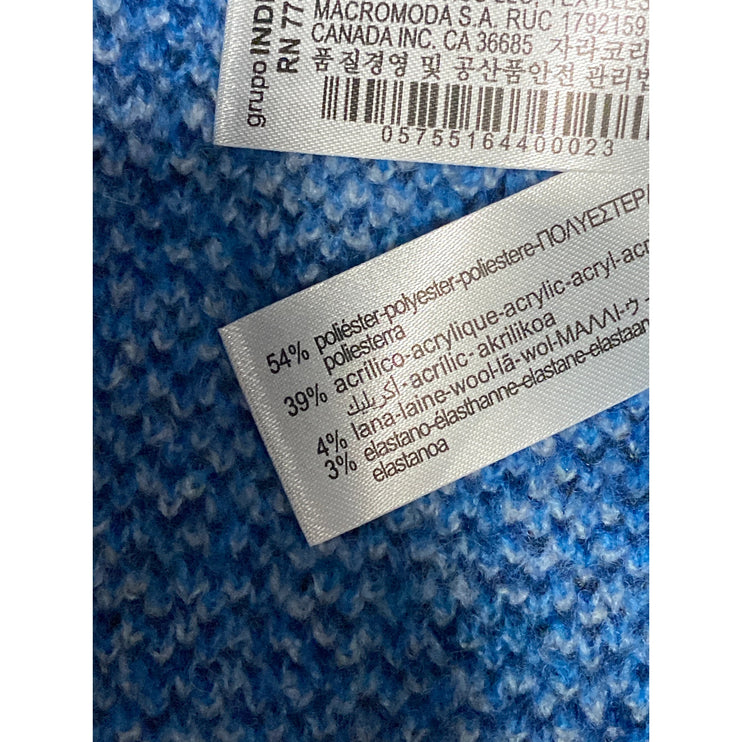 Zara Women's Blue Wool Leopard Animal Print Mock Neck Knit Sweater Top Size S
