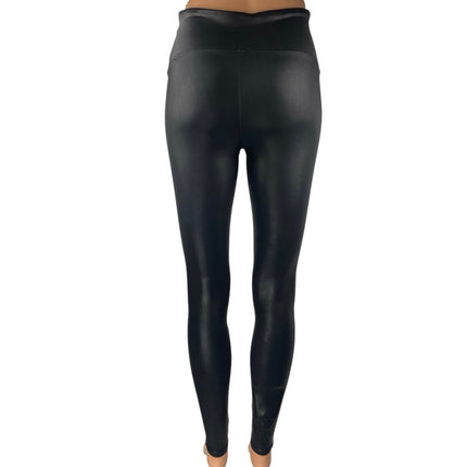 Spanx Women's Black Faux Leather Vegan Stretch Skinny Leggings Pants Size M