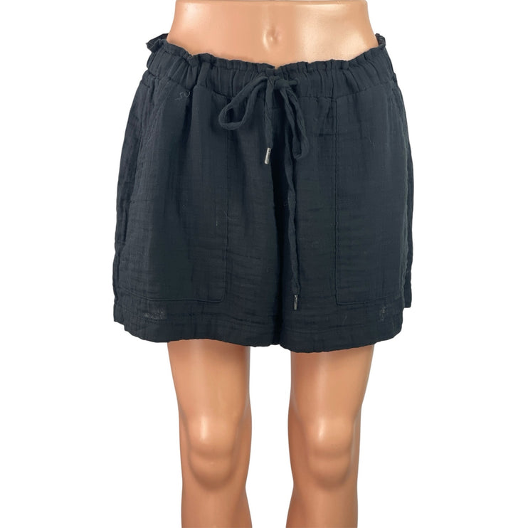 NEW Gap Women's Black Drawstring Wide Leg High Rise Casual Mini Shorts Size L