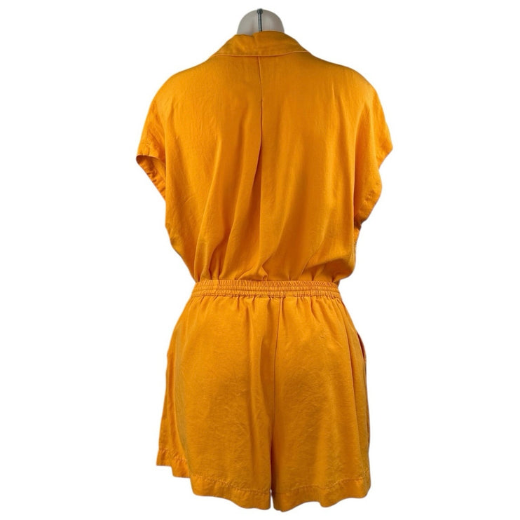 MNG Mango Coral Drop Short Sleeve Button Down Shirt Mini Shorts 2 Pc Set Size L